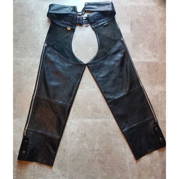 Harley Davidson Leather Chaps CA 03402 Black L - Picture 2 of 10